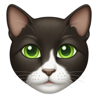 Dark brown Tuxedo cat with green eyes sticker