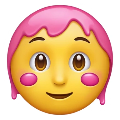 classic yellow round emoji with pink paint effect flowing from under the eyes to the chin sticker