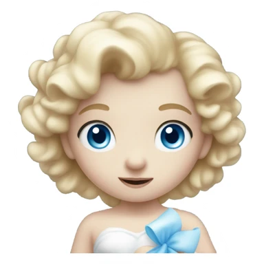 Realistic Pale cute cupid blue eyes flying with bow  sticker