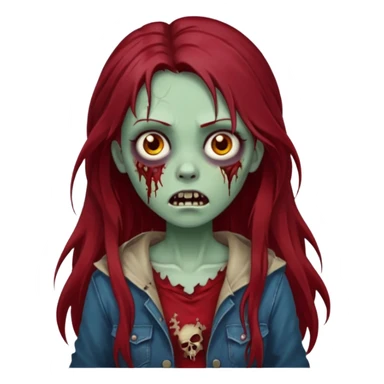 A zombie girl with dark red long hair sticker