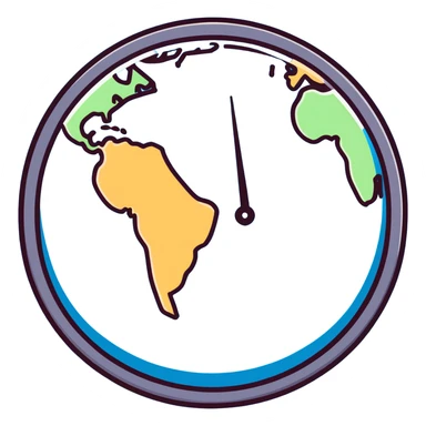 Earth globe with a small clock in the bottom corner sticker