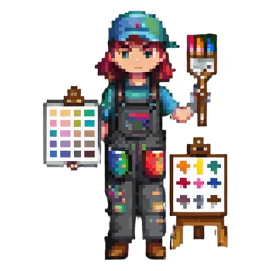 artist with palette and paintbrushes sticker