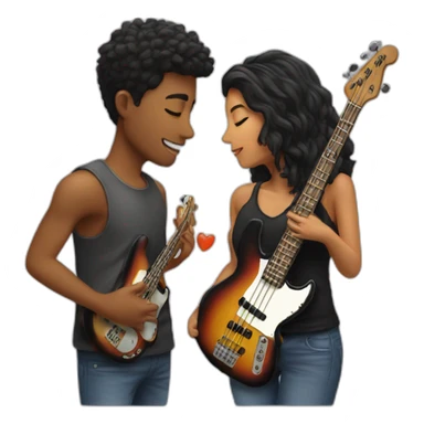 Couple kiss boy has a bass Guitar  sticker