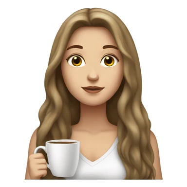 White girl with long hair having coffee sticker