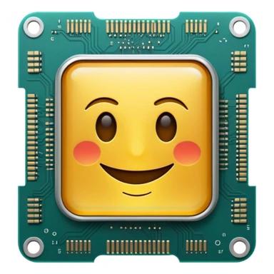 computer chip with a smile sticker