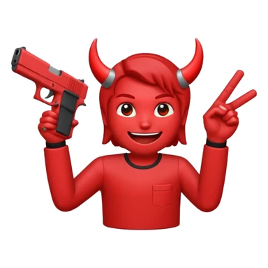 Emoji de cara de demonio con una glock 18 en la mano sticker