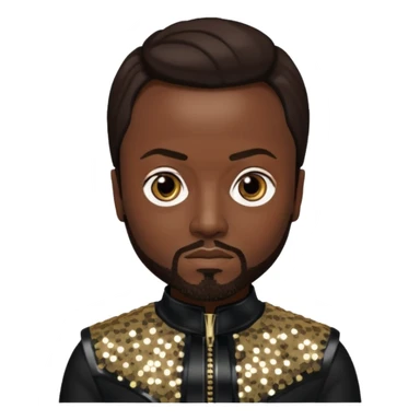 Will.i.am from Black Eyed Peas with dark brown hair, black sequin outfit  sticker