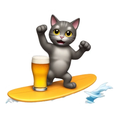 cat surfing beer sticker