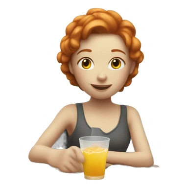 ginger girl on a boat holding a drink sticker