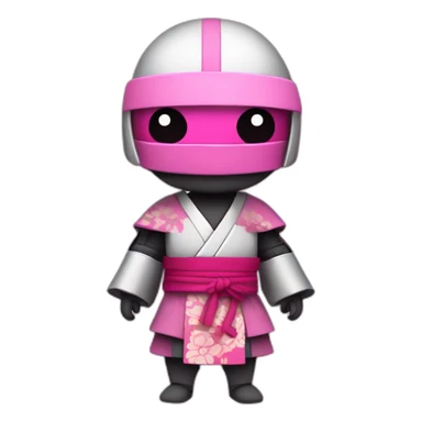 robo ninja avec un kimono et bandeau rose sticker