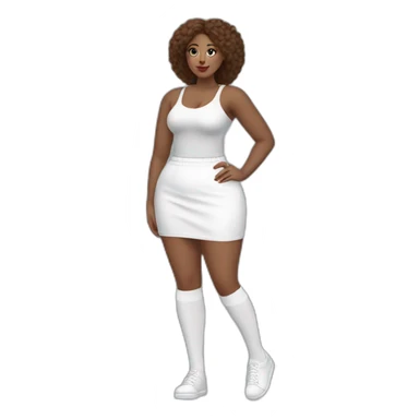 full body curvy-beauty-long-white-socks small skirt both sides sticker