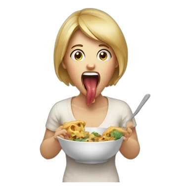 Woman with his mouth open as if he's pretending to eat the thing it is facing sticker