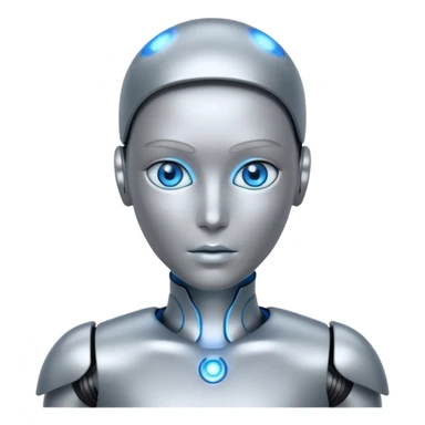 Robots Humanoid – Silver android with glowing eyes, human shape sticker