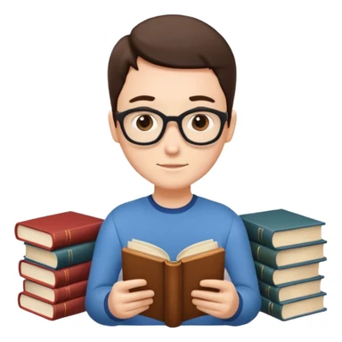 Reader + stack of books sticker