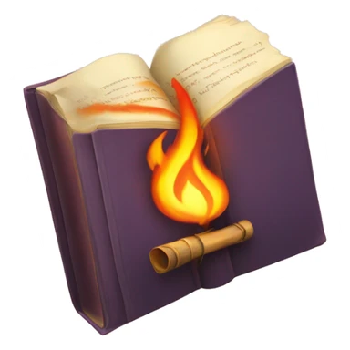 A book with a flaming torch in the middle of the book sticker