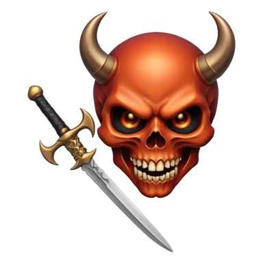 Devil skull biting a dagger sticker