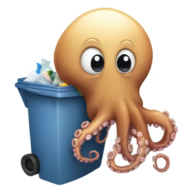 octopus with trash can sticker
