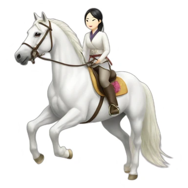 white horse riding japanese girl sticker