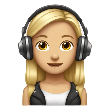 blonde dj girl straight hair with headphones emoji sticker