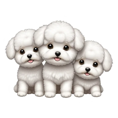 three cute white bichon frise sticker