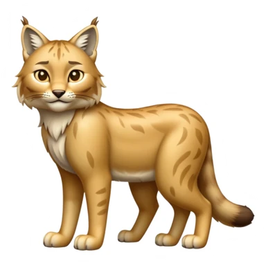 Cinematic-Lynx-Realistic-Full-Body-Standing on all fours-Emoji – Tail flicking slightly, head tilted dramatically, powerful yet sleek frame covered in soft golden-brown fur with faint spotting, long legs and large paws poised elegantly, simplified yet realistic focused features, highly detailed, glowing with an almost sarcastic glow. sticker