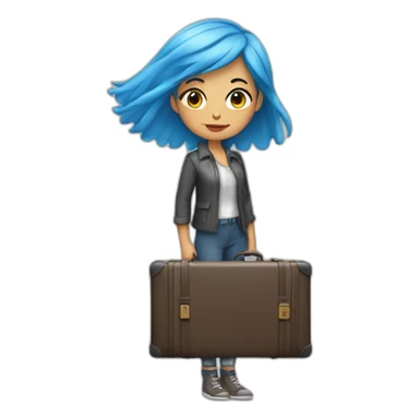 Blue-haired girl with two heavy suitcases sticker
