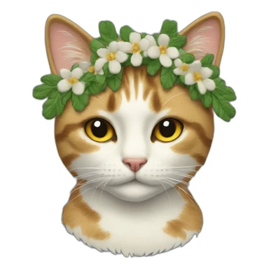cat in embroidered clothes with a wreath on her head sticker