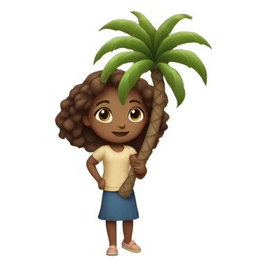 Girl carrying small palm tree sticker