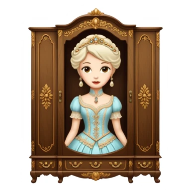 A character from the fairy tale Beauty and the Beast — the lady who was transformed into a wardrobe by magic. This character retains the wardrobe's original form while having a slight touch of anthropomorphism. sticker