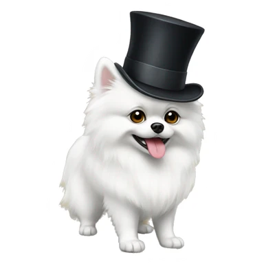 white pomeranian with tophat sticker