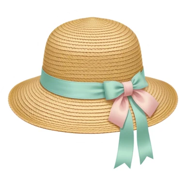 A woven sun hat with a pastel ribbon sticker