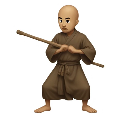 the monk in a low stance, ready to strike with a staff sticker