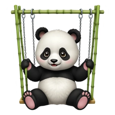 Panda playing on a swingset sticker