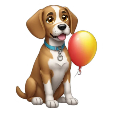 dog with balloons sticker