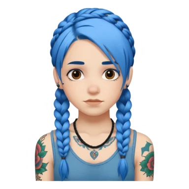 blue hair with braids and tattoos sticker