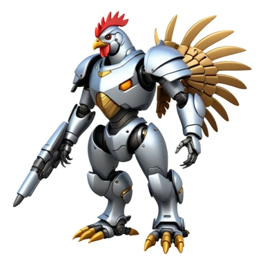 Mecha battle chicken humanoid creature but make it look more human than chicken sticker