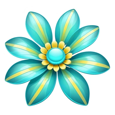 Pastel black and cyan iridescent transparent bio-luminescent flower with yellow stripes sticker