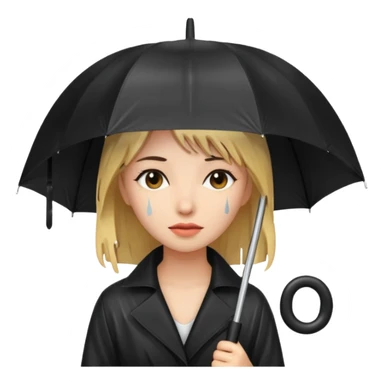 she getting wet (umbrella, dripping hair) sticker