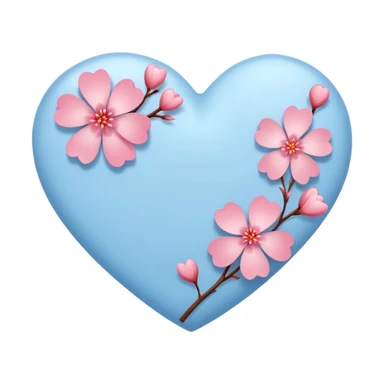 heart with sakura and a soft blue background sticker