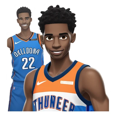 Shai Gilgeous-Alexander with oklahoma city thunder jersey and numbe 2  sticker