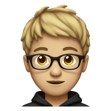 autistic kid with glasses in a black hoodie sticker