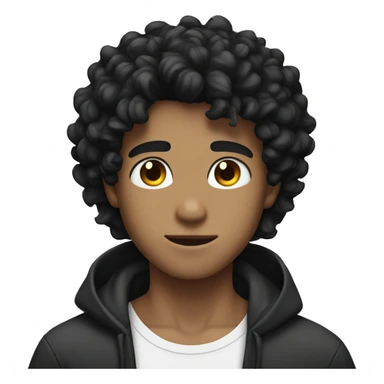 Hot boy with black curly hair and abs and white sticker