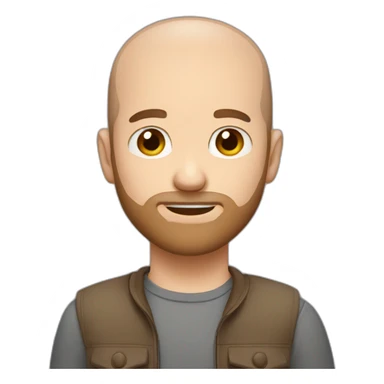 Short hair, balding, short beard, white skin, brown hair sticker