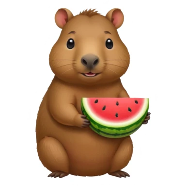 Capybara with watermelon and cute sticker
