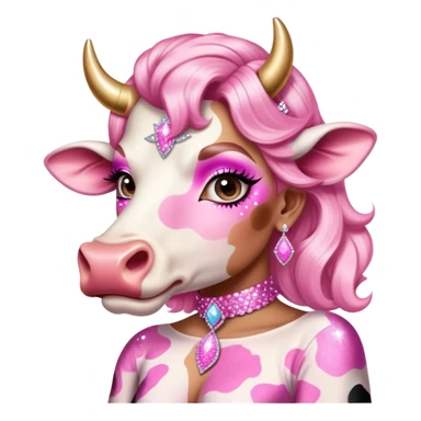 cowboy cow print pink drag queen glitter sparkles babe girl makeup diva brat sticker