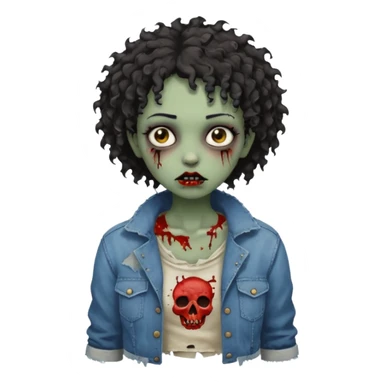 A black zombie girl with very short curly hair sticker