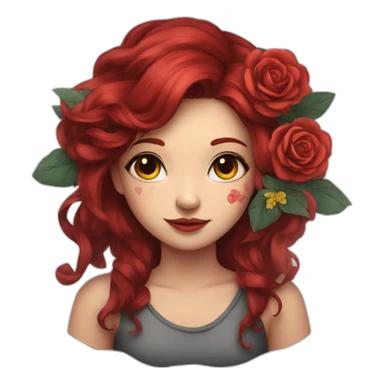 girl with dark red hair and flowers tattoo shoulder sticker