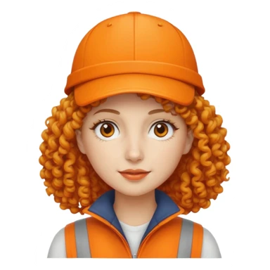 curly haired woman with orange cap sticker