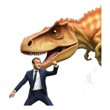 Emmanuel Macron qui chevauche un dinosaure sticker