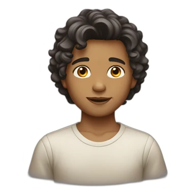 A boy with wavy hair and middle part haircut with tan skin tone  sticker